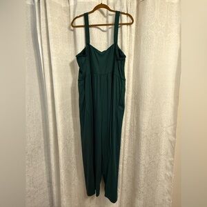 Green Jersey-Knit Jumpsuit with Straps